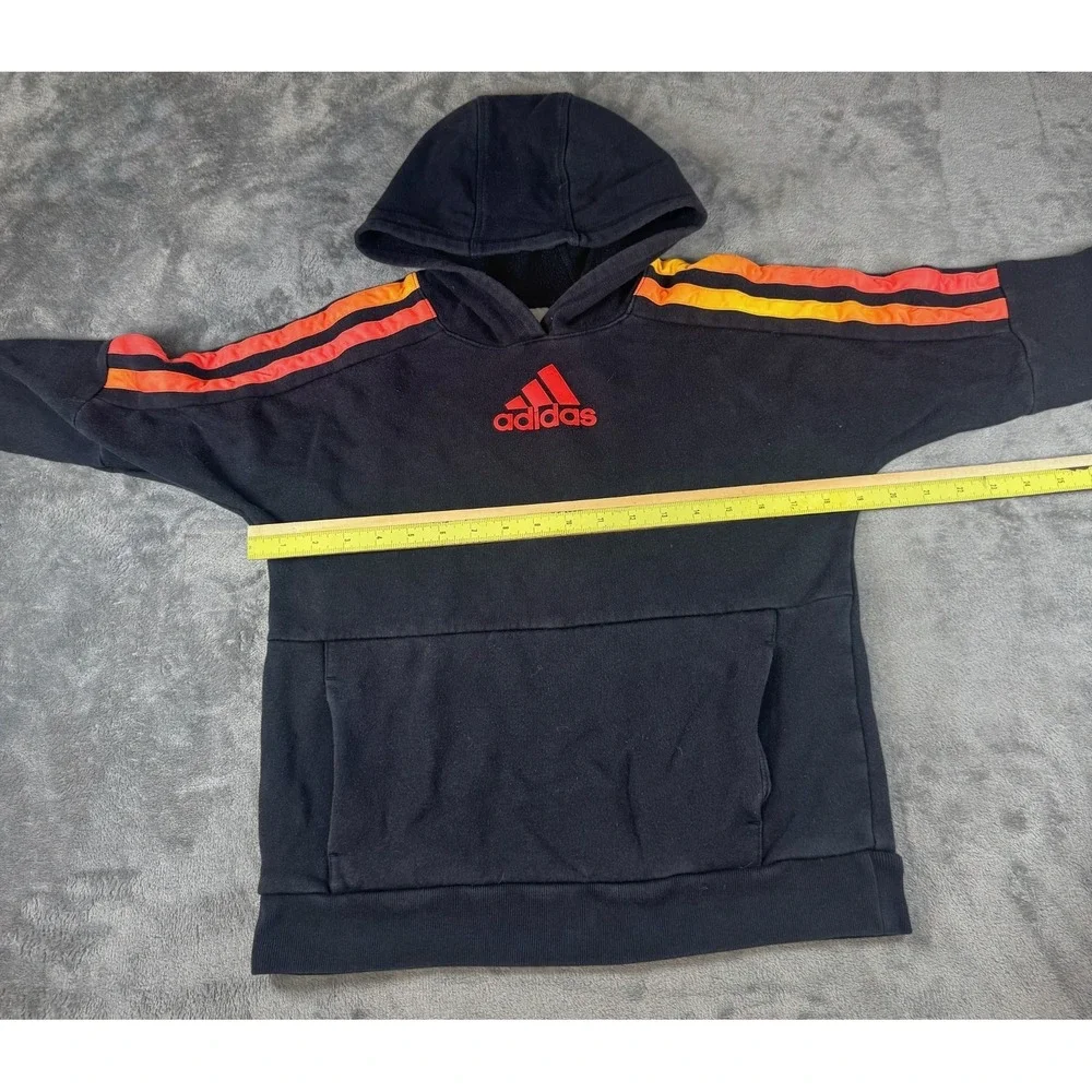 Adidas Youth Black and Orange Graphic‎ Logo Pullover Hoodie 3-Stripe LG 14/16